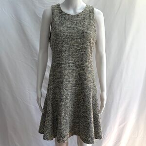 Banana Republic Black White Tweed Sleeveless Fit Flare Dress - Size 12